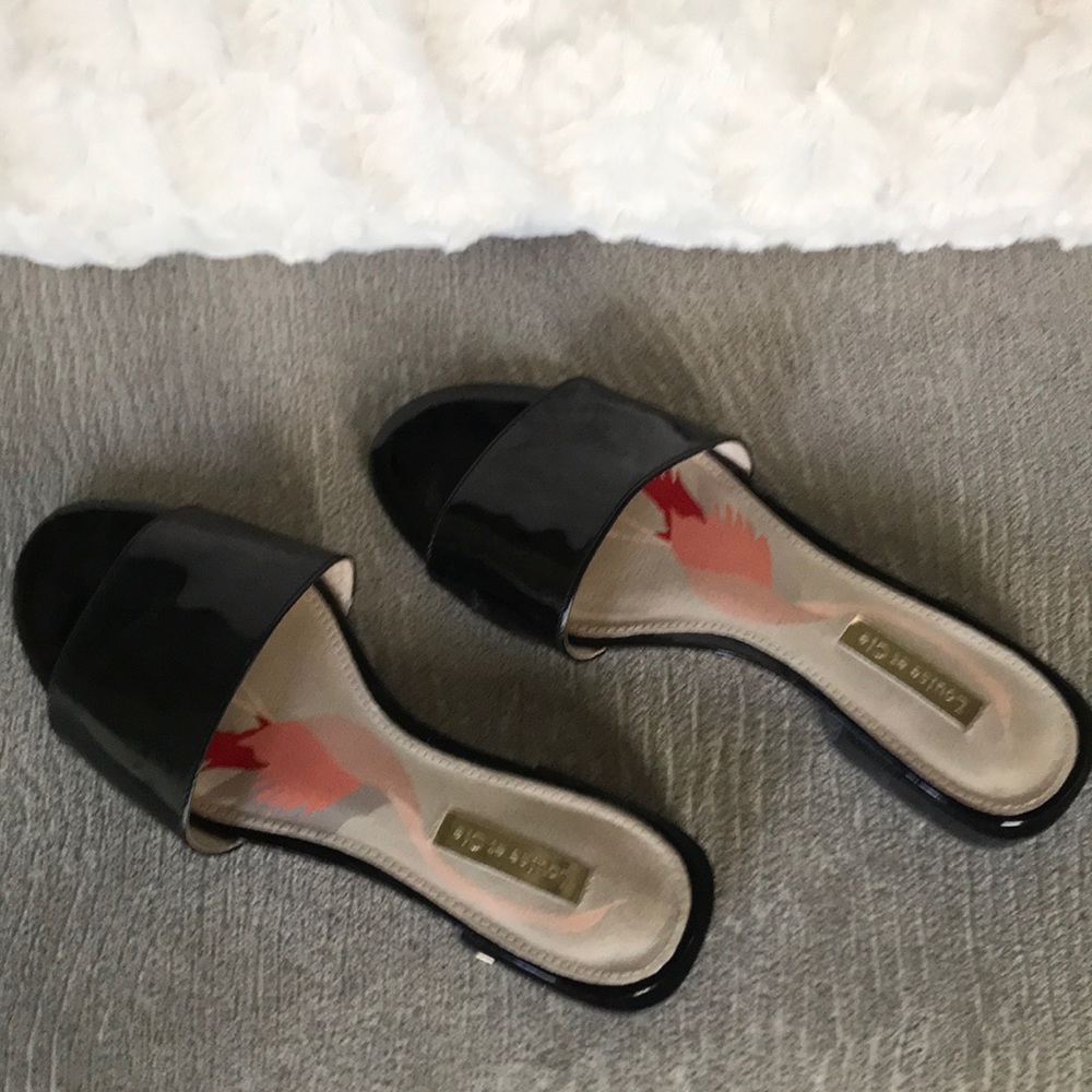 Patent leather slides